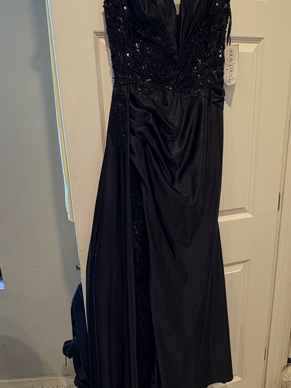 Black Beaded Evening Gown by